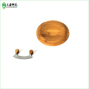 Planche à découper en bambou pour pizza au fromage, plateau à fromage, plateau rond pour steak et pizza, plateau de service, plateau en bois massif personnalisé - Product Image 3
