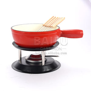 Ensemble de fondue en <span class=keywords><strong>fonte</strong></span> <span class=keywords><strong>émaillé</strong></span>e de 2 pintes, pot à fondue pour faire fondre le fromage, support en métal avec fourchettes en <span class=keywords><strong>acier</strong></span> inoxydable et brûleur - Product Image 6