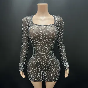 Y3799 sexy venta al por mayor Shein vestido de club nocturno vestido transparente mujeres maduras mini vestido ajustado corto para cóctel
