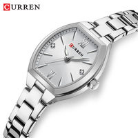 CURREN 9112 Original Montre à cadran Tonneau de luxe pour femme Bracelet en acier inoxydable Mouvement à quartz 3ATM Montre-bracelet de loisirs étanche