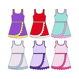 Vestido Deportivo Personalizado para Niñas, Color Sólido, Estilo Princesa, con Borde Festoneado, Shorts con Forro, para Tenis, Yoga, Casual, Estilo A-Line, Vestido para Hermanas - Product Image 6