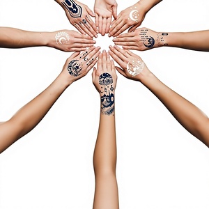 Nuovo Adesivo Temporaneo per Tatuaggi con Design Luna Crescente e Silhouette di Moschea, Trasferimento ad Acqua, Tatuaggi Fai-da-Te Dipinti a Mano per il Viso - Product Image 1