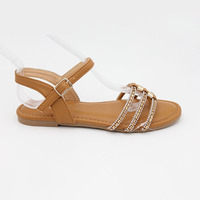 Sandales pour femmes mode strass plat sandale pour dames étés métal décoration tongs décontracté Femme Sandale Femme