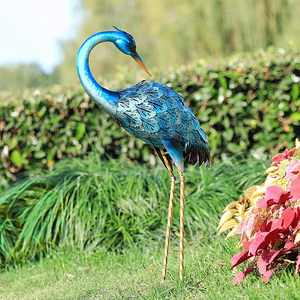 Oniya Metall-Vögel <span class=keywords><strong>Juno</strong></span> Gartenkunst Outdoor Pfau Rasen Terrassen-Deko Kranich Gartenfigur Blauer Reiher Dekofigur Mit Solarlicht - Product Image 3