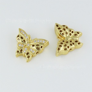 Moyamiya Perles entretoises perforées en <span class=keywords><strong>or</strong></span> 18 carats incrustées de zircon, motifs Arbre de vie, Papillon, Étoile, pour accessoires de cravates Bolo DIY en cristal acrylique - Product Image 3