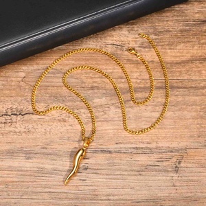 สร้อยคอจี้รูปแตรอิตาลีชุบทอง 18K สแตนเลสสตีล ขายส่ง แฟชั่น จี้รูปพริก - Product Image 6