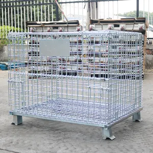 Cube Mesh Storage Cage Warehouse Faltbarer stapelbarer Metall Stahldraht Mesh Paletten käfig Supermarkt