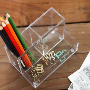 Caja de almacenamiento acrílica personalizada para oficina, mesa transparente, soporte para bolígrafos acrílicos, estante de exhibición
