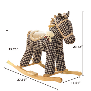 Caballo Balancín Infantil en Oferta, Caballo Balancín a Cuadros Marrones como Regalo para Niños - Product Image 4