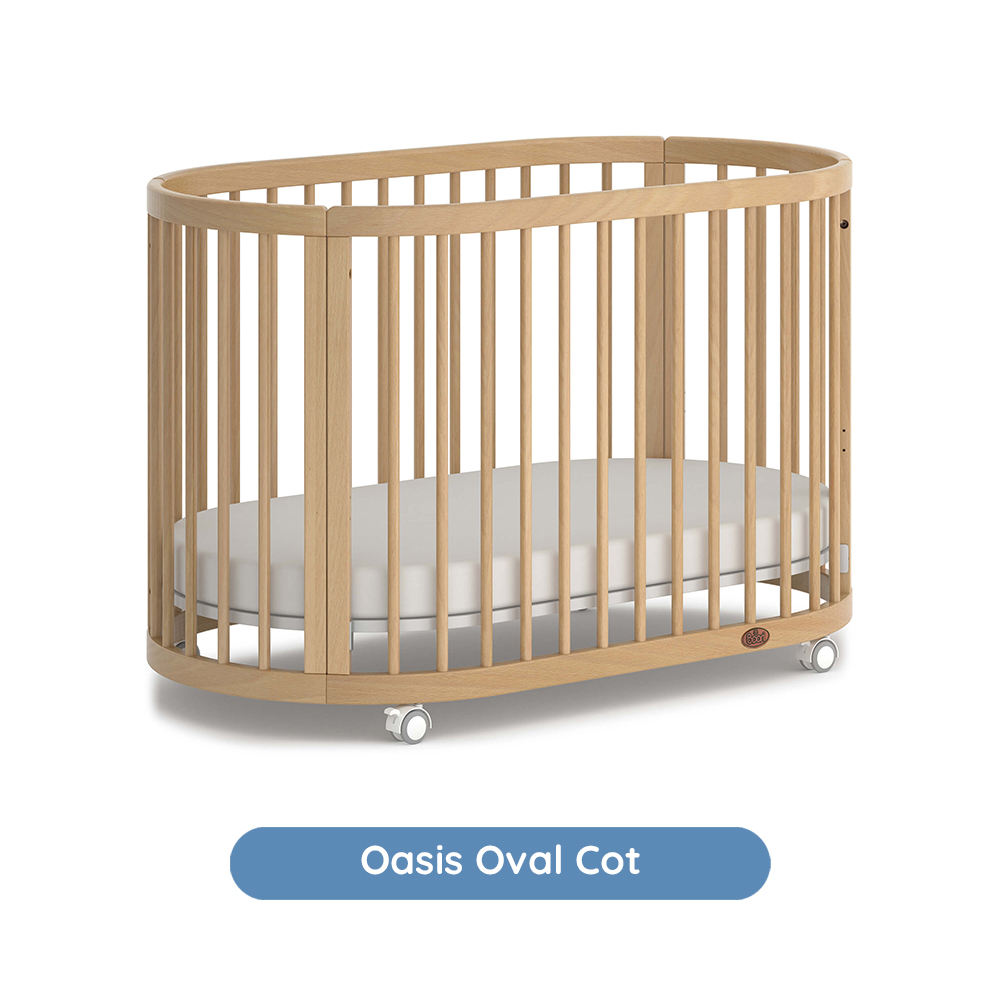 เตียงเด็กทรงรี Oasis ไม้บีช