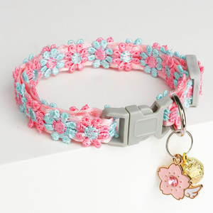 Gran oferta, <span class=keywords><strong>Collar</strong></span> de cuello para mascotas de poliéster bordado Floral de lujo, accesorios personalizados para perros y gatos, campana personalizada, venta transfronteriza - Product Image 3