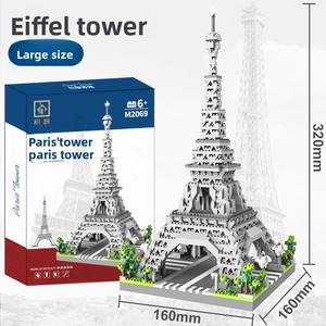 Set mainan blok bangunan edukasi, mainan konstruksi ornamen Menara Eiffel Prancis Paris - Product Image 4