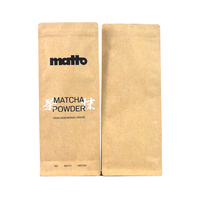 Sachet Doypack en papier kraft imprimé personnalisé de 1 kg à fond plat pour emballage de matcha, impression numérique, écologique, pour café