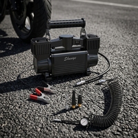 Compresseur d'air portable robuste à double cylindre 12V 150PSI en métal avec gonflage rapide des pneus pour voitures et MPV