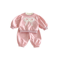 Ensemble deux pièces pour enfants à pois et volants, sweat-shirt et pantalon de jogging pour bébé fille, collection automne