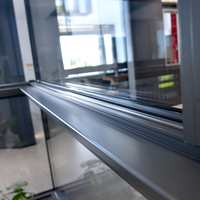 Porte-fenêtre coulissante à rupture de pont thermique en alliage d'aluminium, double rail, bord étroit en acier inoxydable, magnétique, horizontale, pour cuisine et hôtel