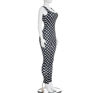 Viviblook J26JP025 Mono informal de verano para mujer, nuevo mono informal ajustado sin mangas, elegante mono de una pieza con lunares - Product Image 5