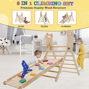 Foldable <strong>Rainbow</strong> Kid Baby Climbing <strong>Toys</strong> Indoor Gym <strong>Wooden</strong> Montessori Climbing Set Adjustable Height Triangle for Toddlers - Product Image 4