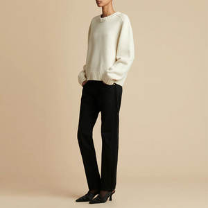 Maglione senza scollatura Casual <span class=keywords><strong>Beige</strong></span> personalizzabile per <span class=keywords><strong>donna</strong></span> primavera 2025 realizzato in cotone poliestere Logo maglieria anteriore produttori - Product Image 5