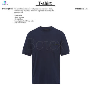 T-shirt en coton bleu marine pour homme, manches courtes, col rond, séchage rapide, coupe ajustée, design solide, tissu tricoté 100% - Product Image 1