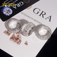 Bague Éternité en Argent Sterling 925 avec Moissanite et Émeraudes Taille Ronde, Pavé Complet, Bijoux de Mariage en Gros