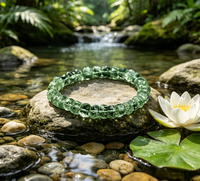 Bracelet tendance en perles facettées de cristal vert naturel et strass, texture glacée, bijou unisexe, cadeau