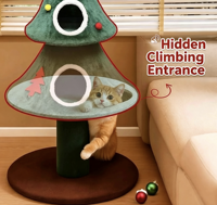 Grande tour pour chat en forme de sapin de Noël avec lit-caverne, griffoir en sisal et jouet pour chat, pour plusieurs chats, vente en gros