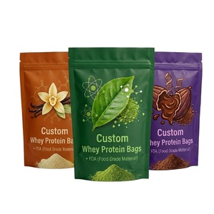 Whey Protein Isolate Packaging Pouches Aluminum Foil Mylar Stand Up <b>Bags</b> Resealable <b>Zip</b> Lock Custom Logo 1lb/2lb/500g/1kg - Product Image 1