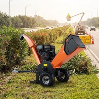 Broyeur de bois à essence robuste 15 CV GS120, capacité de 120 mm, déchiqueteur d'arbres avec goulotte rotative à 360° et pneus tout-terrain à aspiration