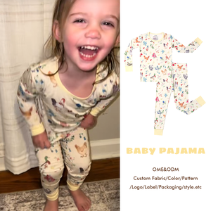 OEM ODM Klantspecifieke bedrukking Biologische bamboe baby- en peuter slaapkleertjes pyjama set kinder tweedelige pyjama set - Product Image 2