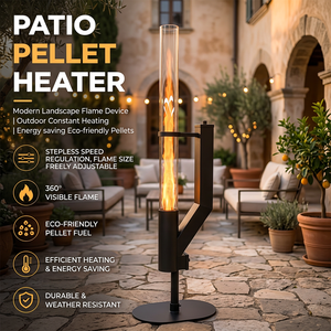 <span class=keywords><strong>Stufa</strong></span> <span class=keywords><strong>a</strong></span> Pellet da Esterno con Ampio Campo Visivo, Fiamma Aperta Alta, per Giardino e Cortile, con Funzione di Riscaldamento e Decorazione - Product Image 6