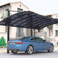 Cochera Doble de Aluminio con Toldo Impermeable, Diseño Moderno para 2 Autos, Refugio de Estacionamiento Residencial