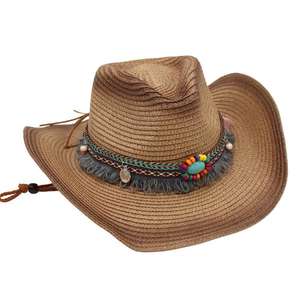 Modelo transfronterizo eBay, sombrero <span class=keywords><strong>de</strong></span> paja <span class=keywords><strong>de</strong></span> vaquero occidental, visera bloqueadora solar con flecos, estilo étnico, sombrero <span class=keywords><strong>de</strong></span> playa ahuecado, estilo <span class=keywords><strong>ins</strong></span> - Product Image 6