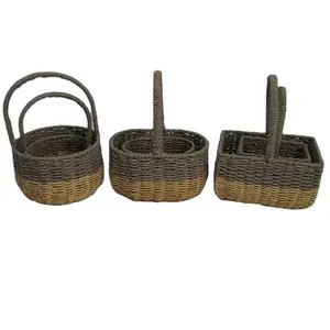 Wholesale multifunctional storage basket grass rattan paper woven basket / fruit basket / flower basket