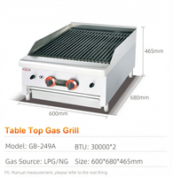 24 Kompor Gas LPG Radiant Charbroiler Komersial Stainless Steel Lava Rock Grill dengan Daya 5000-10000W