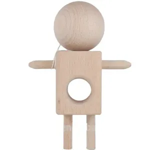 2023 Hot Sale Wooden Robot Kendama Doll Toy for Wholesale