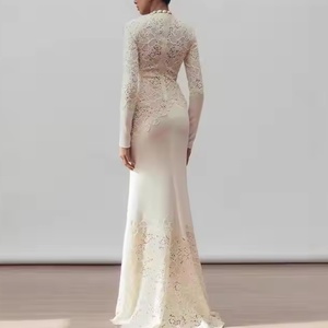 Robe de Soirée de Luxe Vintage Élégante, Haute Qualité, Blanche, à Motifs Floraux, Coupe Sirène, Longueur Ras du Sol, Style Banquet et Soirée - Product Image 3