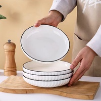 Vaisselle en céramique blanche pure de style japonais simple, assiette Xuan Yue de 8 pouces, assiette de fruits créative et personnalisée