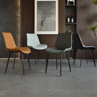 Chaise de salle à manger moderne en cuir et tissu avec structure en fer, vente chaude pour restaurants et hôtels