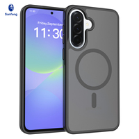 Funda Magnética de Lujo para Samsung A37, Acabado Mate Suave al Tacto, Resistente a Impactos, con Cubierta Trasera con Sensación de Piel y Bolsas de Aire Integradas