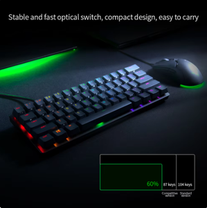 <span class=keywords><strong>Razer</strong></span> Huntsman <span class=keywords><strong>Mini</strong></span> 61 phím RGB chiếu sáng có dây chơi game Bàn phím cơ khí, đoạn quang trục - Product Image 3