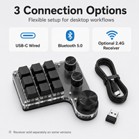 Controlador Inalámbrico SIKAI de 9 Teclas y 3 Perillas, BT 2.4G USB RGB, Panel de Atajos, Controlador de Transmisión, Edición de Video, Oficina