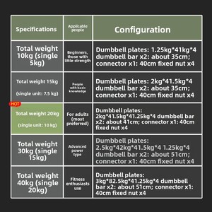 Haltères et barres de musculation réglables pour hommes et femmes, équipement de fitness complet pour la maison et usage commercial, pour débutants, en ciment - Product Image 4