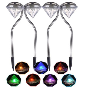 Lampes solaires de jardin en diamant, LED RGB, acier inoxydable, étanches, pour extérieur, pelouse, éclairage au sol - Product Image 2