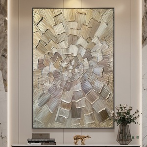 Hand Painted Oil Painting Geometric Gold Texture Abstract Art Metal <b>Frame</b> Entryway Sofa Background Decorative <b>Wall</b> Art - Product Image 3