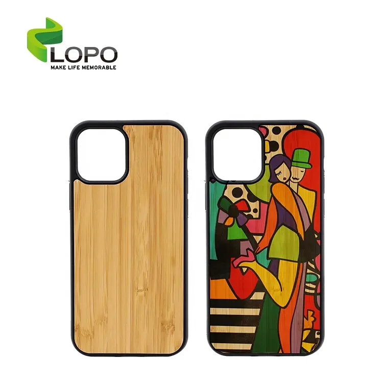 Lipo yeni özel doğal bambu boş süblimasyon telefon kılıfı IPhone 12