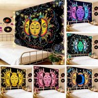 Tapisserie murale en polyester avec motifs de lune néon violette, facile à accrocher, décoration murale, impression HD, vente en gros