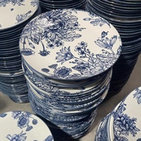 Assiettes en céramique bleues et blanches vintage, vaisselle en porcelaine à motifs floraux traditionnels pour la maison, le restaurant, un cadeau de mariage
