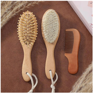 3Pcs Thân Thiện Với Môi Biểu Tượng Tùy Chỉnh Bằng Gỗ Bàn Chải Tóc <span class=keywords><strong>Set</strong></span> Cho Nhà Sử Dụng Bao Gồm Chấy Lược Cho Cái Nôi Cap & Chăm Sóc Em Bé - Product Image 6