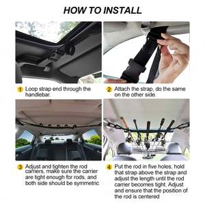 <span class=keywords><strong>Support</strong></span> de fixation réglable pour cannes à pêche Baiyuheng, pour toit de voiture, avec sangle de transport, noir, accessoires de protection portables - Product Image 3